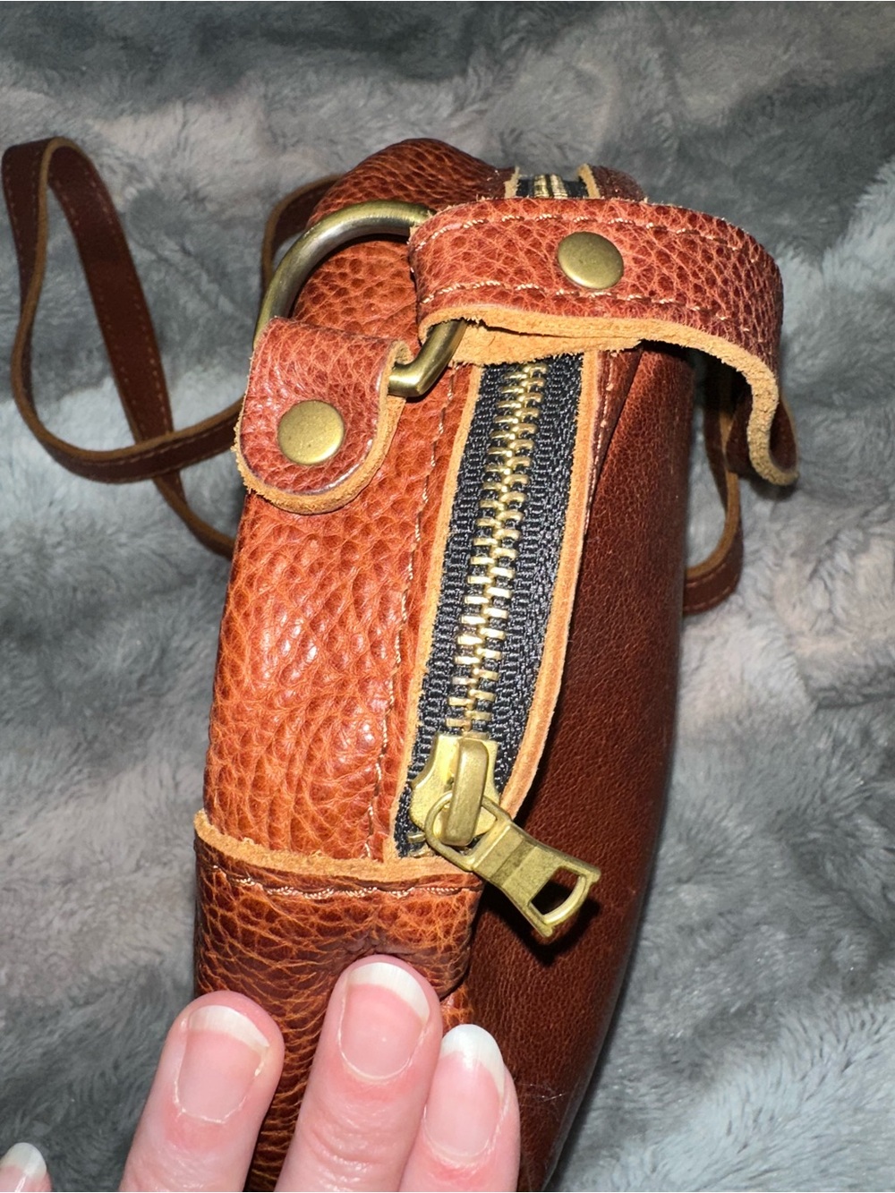 Portland Leather Round Crossbody Bag - Chestnut Brown - Picture 4 of 11